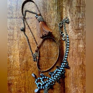 Rare Pair of Banana Republic Mixed Media Necklaces!